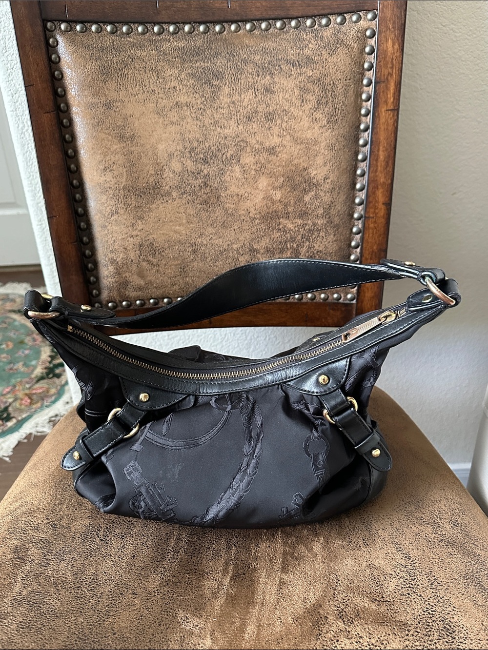 Lauren Ralph Lauren Black Shoulder Bag with Gold Hardware